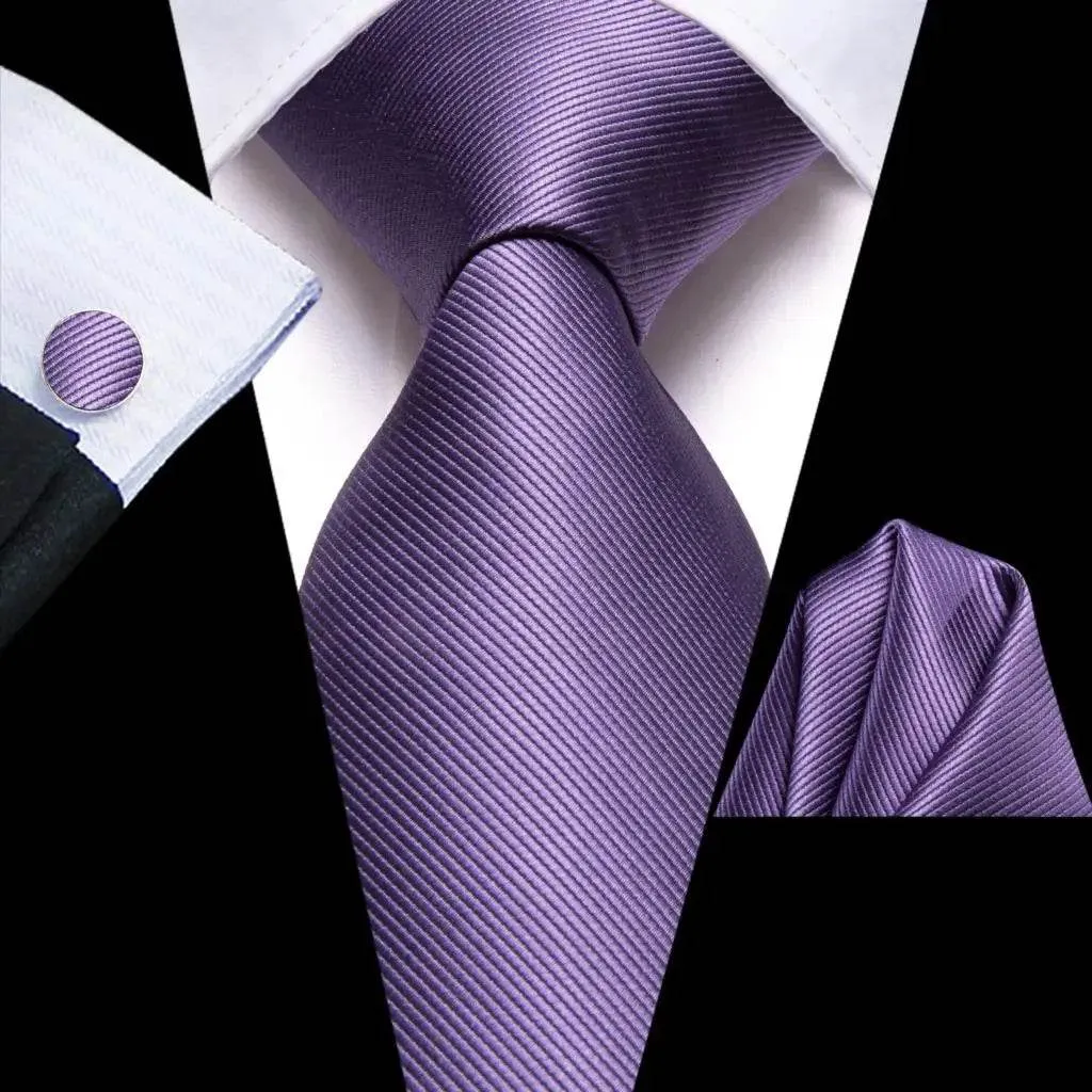 Purple Paisley Silk Tie Set for Men