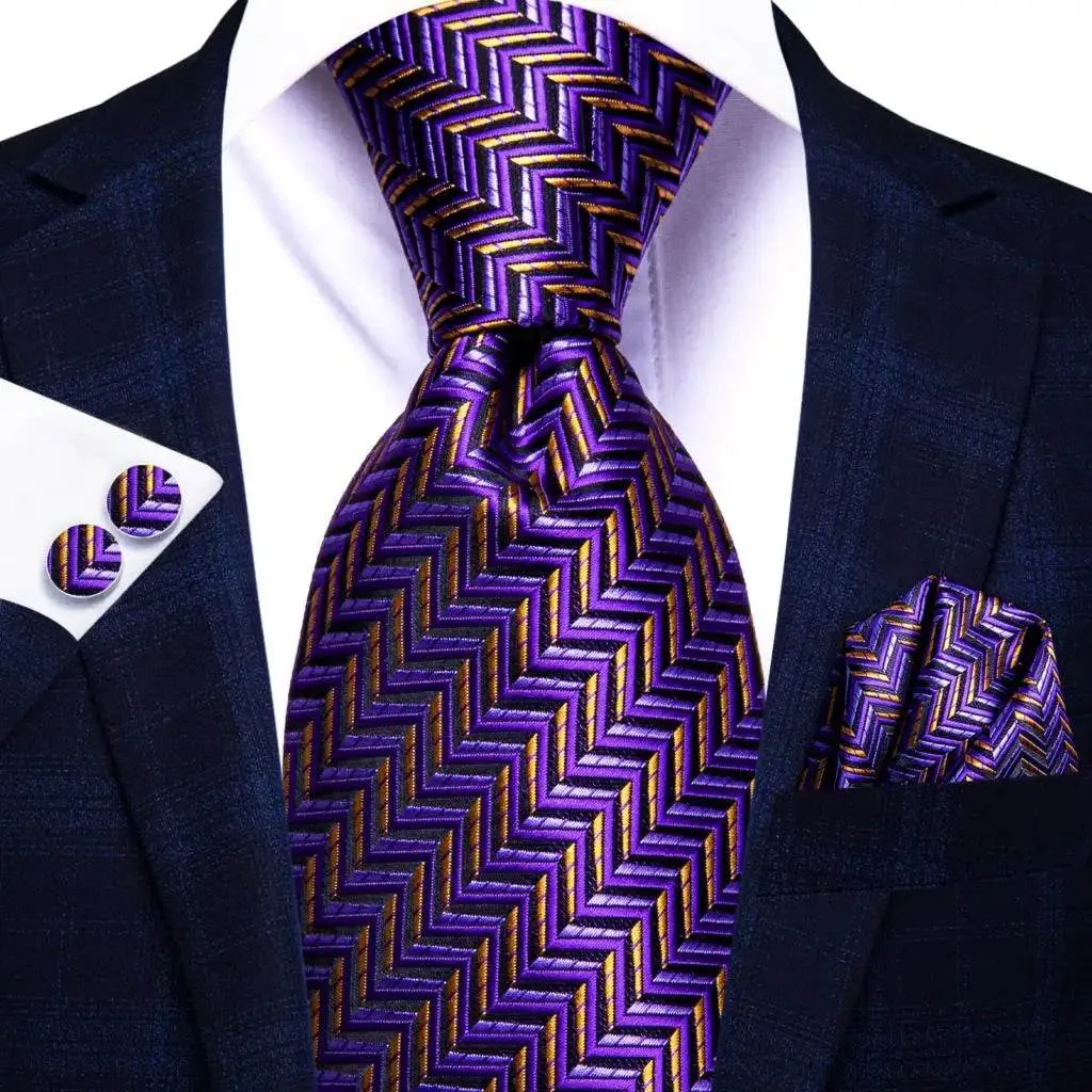 Purple Paisley Silk Tie Set for Men