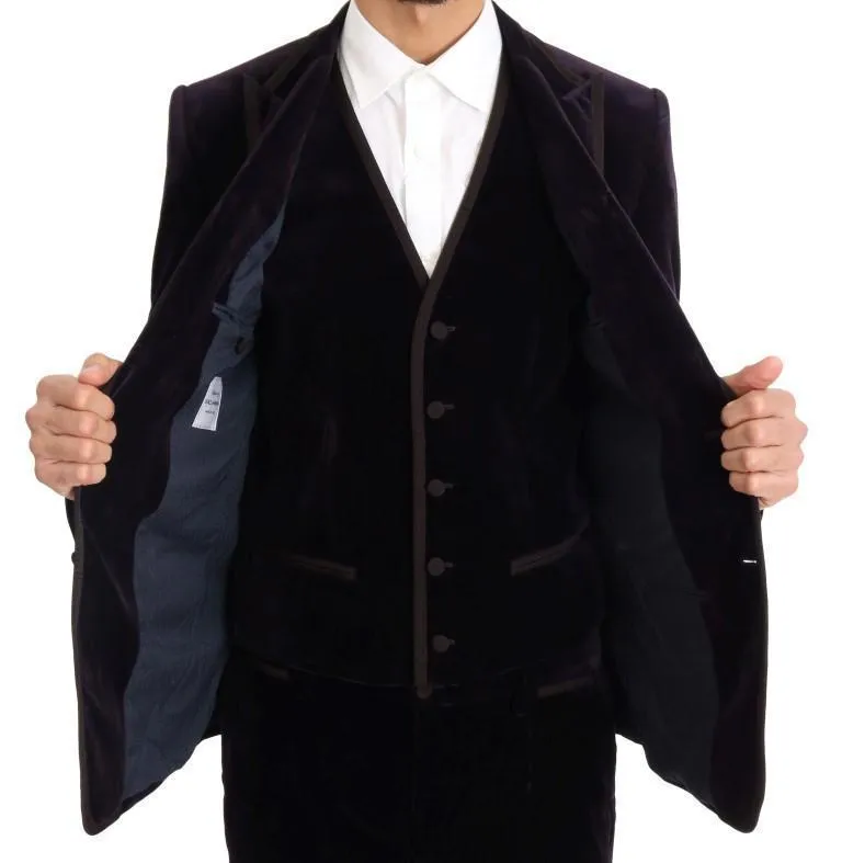 Purple Velvet Slim Fit Two Button Suit