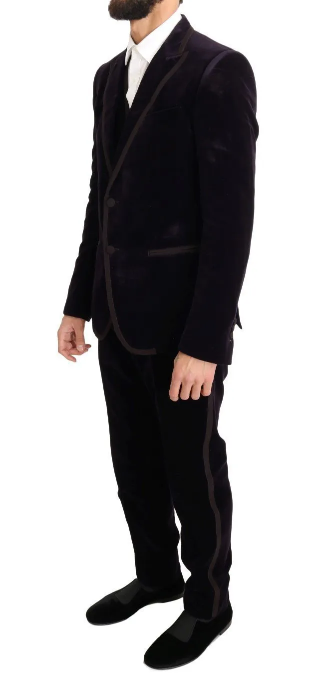 Purple Velvet Slim Fit Two Button Suit