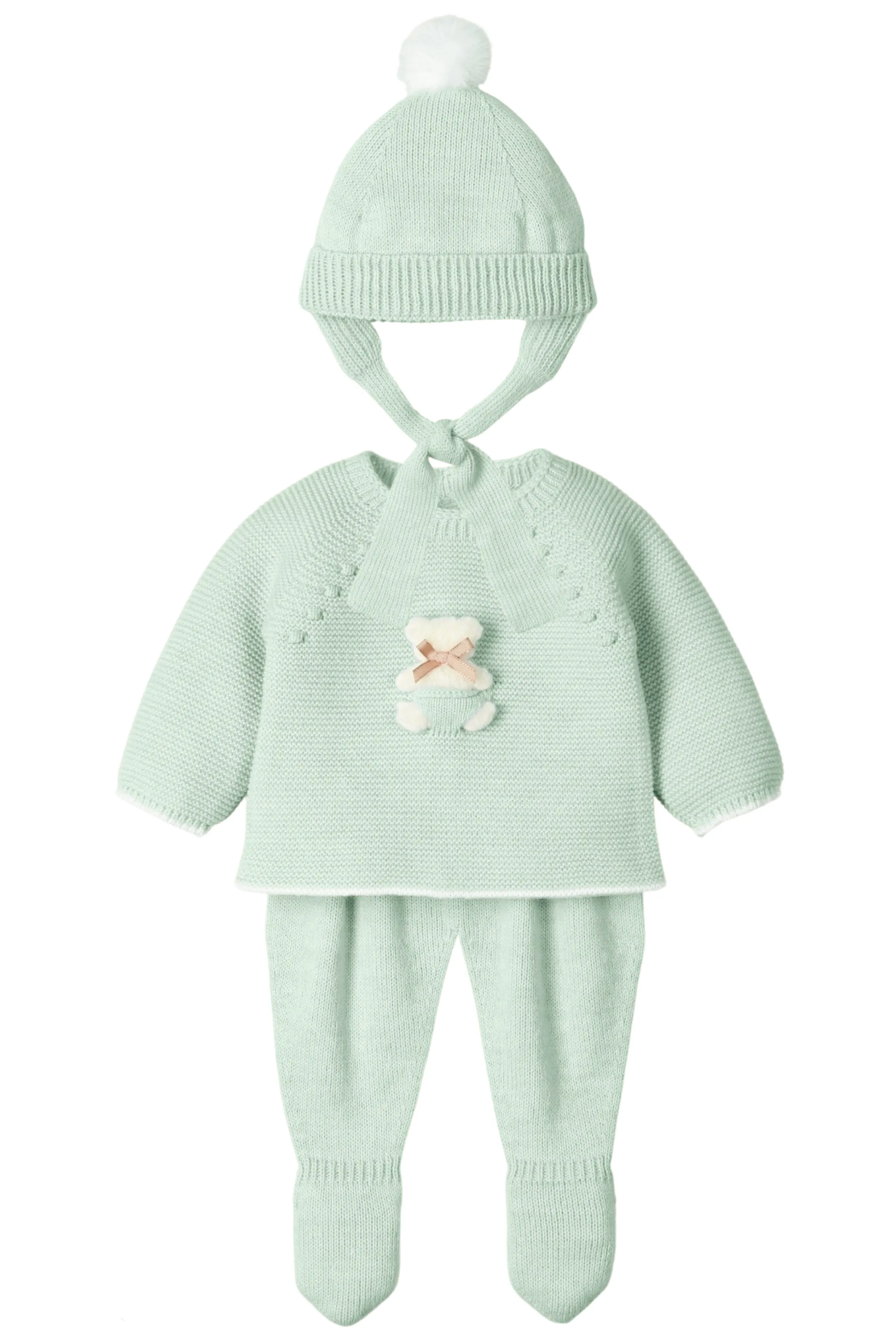 "Briar" Pistachio Knit Teddy Top, Leggings & Hat