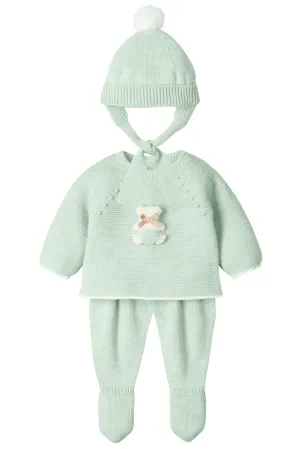 "Briar" Pistachio Knit Teddy Top, Leggings & Hat