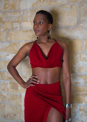 "JADE" CROPPED-TOP, CRIMSON RED