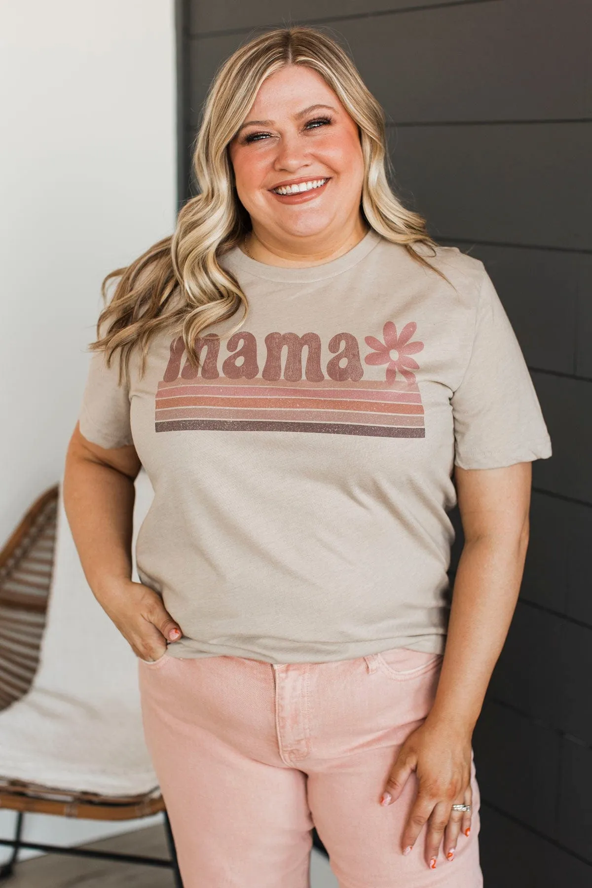 "Mama" Boho Graphic Tee- Taupe