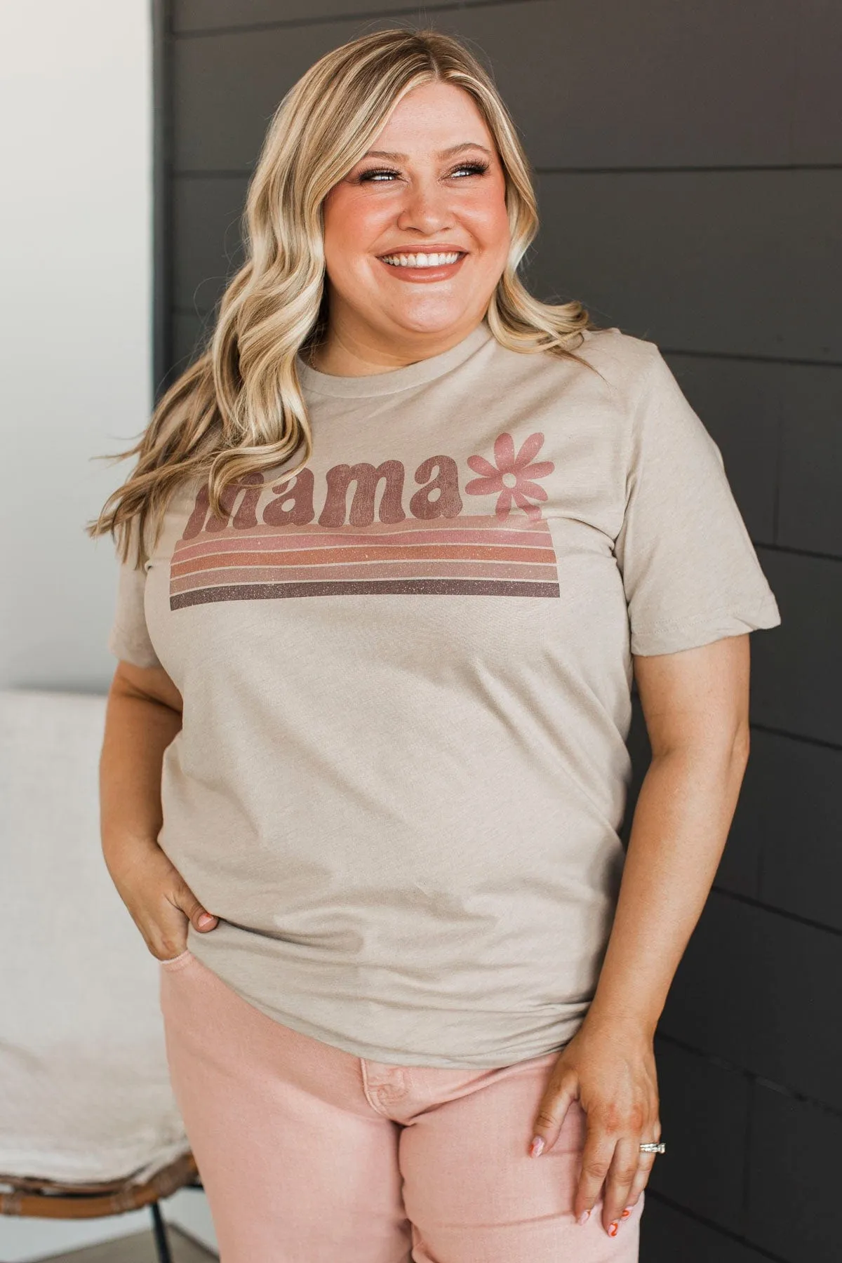 "Mama" Boho Graphic Tee- Taupe