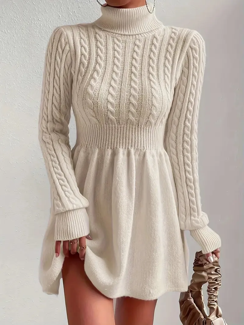 Raquel® | Women's A-line sweater dress with long sleeves and feminine cut