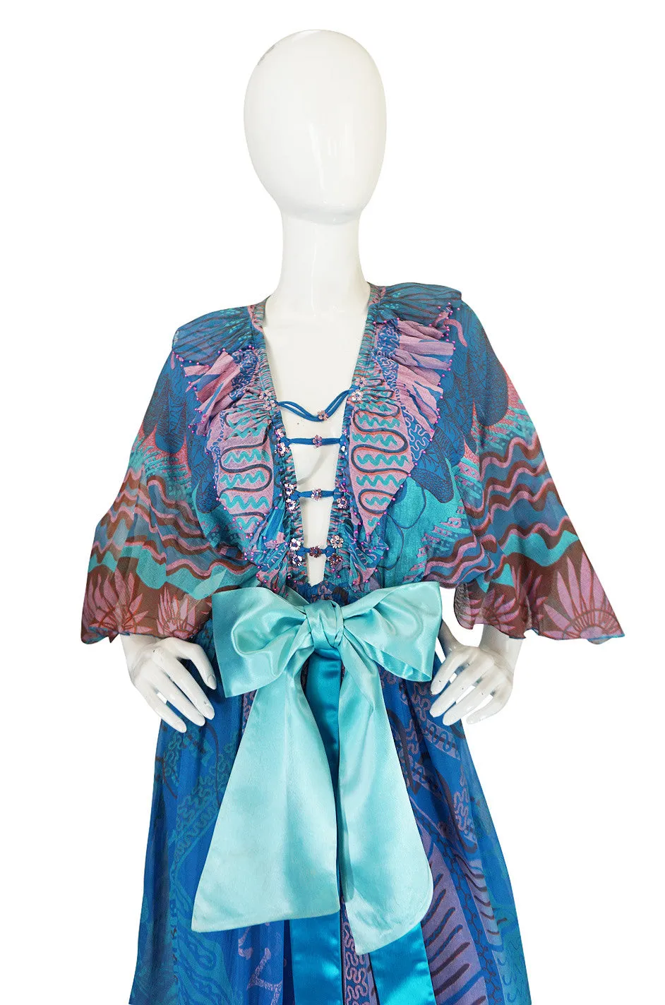 Rare 1978 Zandra Rhodes "Mexican Collections" Gown