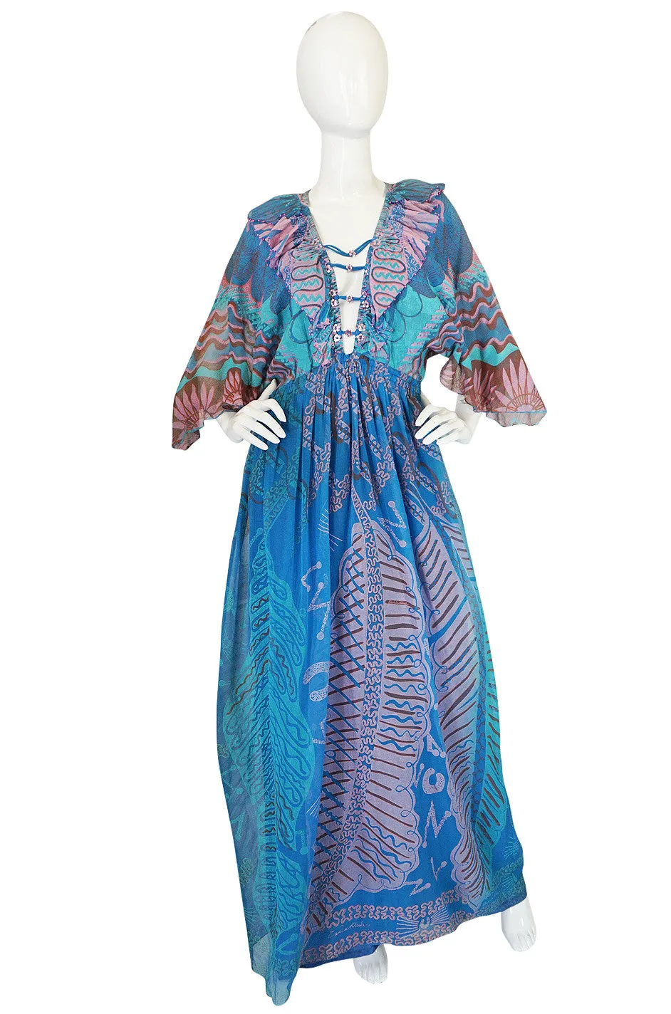 Rare 1978 Zandra Rhodes "Mexican Collections" Gown