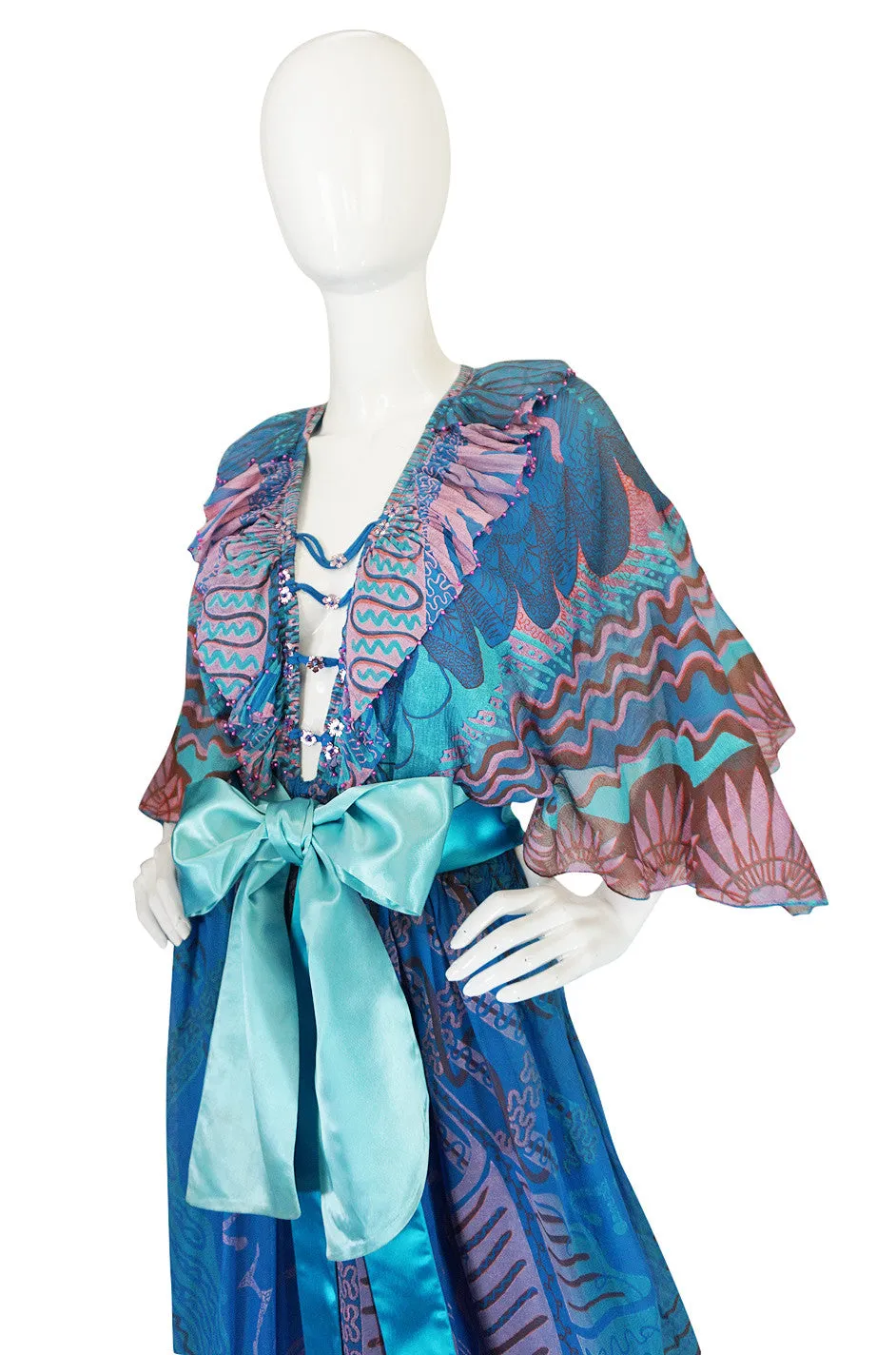 Rare 1978 Zandra Rhodes "Mexican Collections" Gown