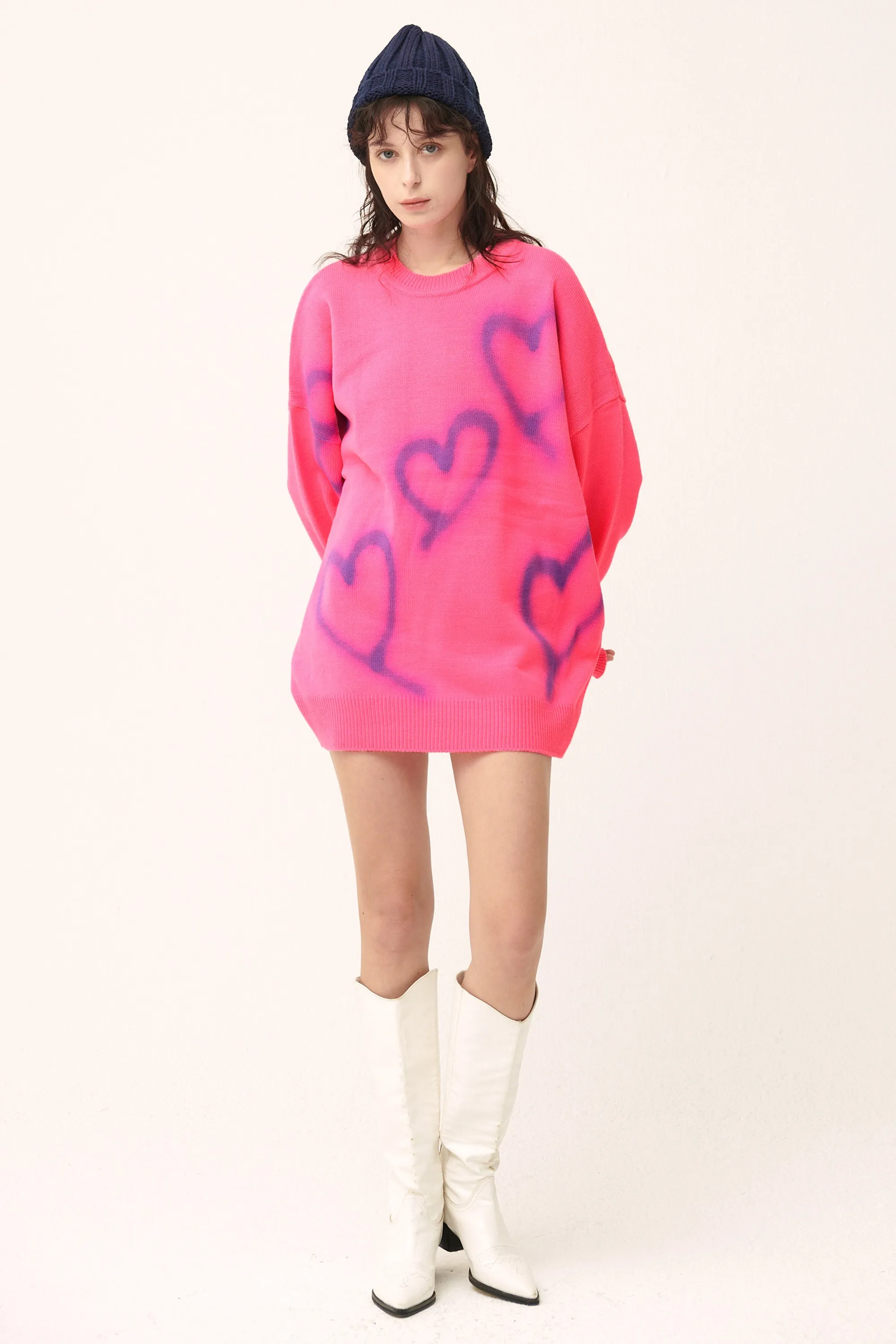 Raya Heart Printed SweaterDress