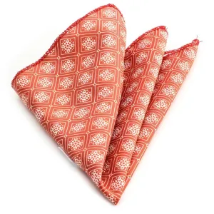 Red White Snowflakes Pocket Square for Men - Premium Silk Handkerchiefs for Suits