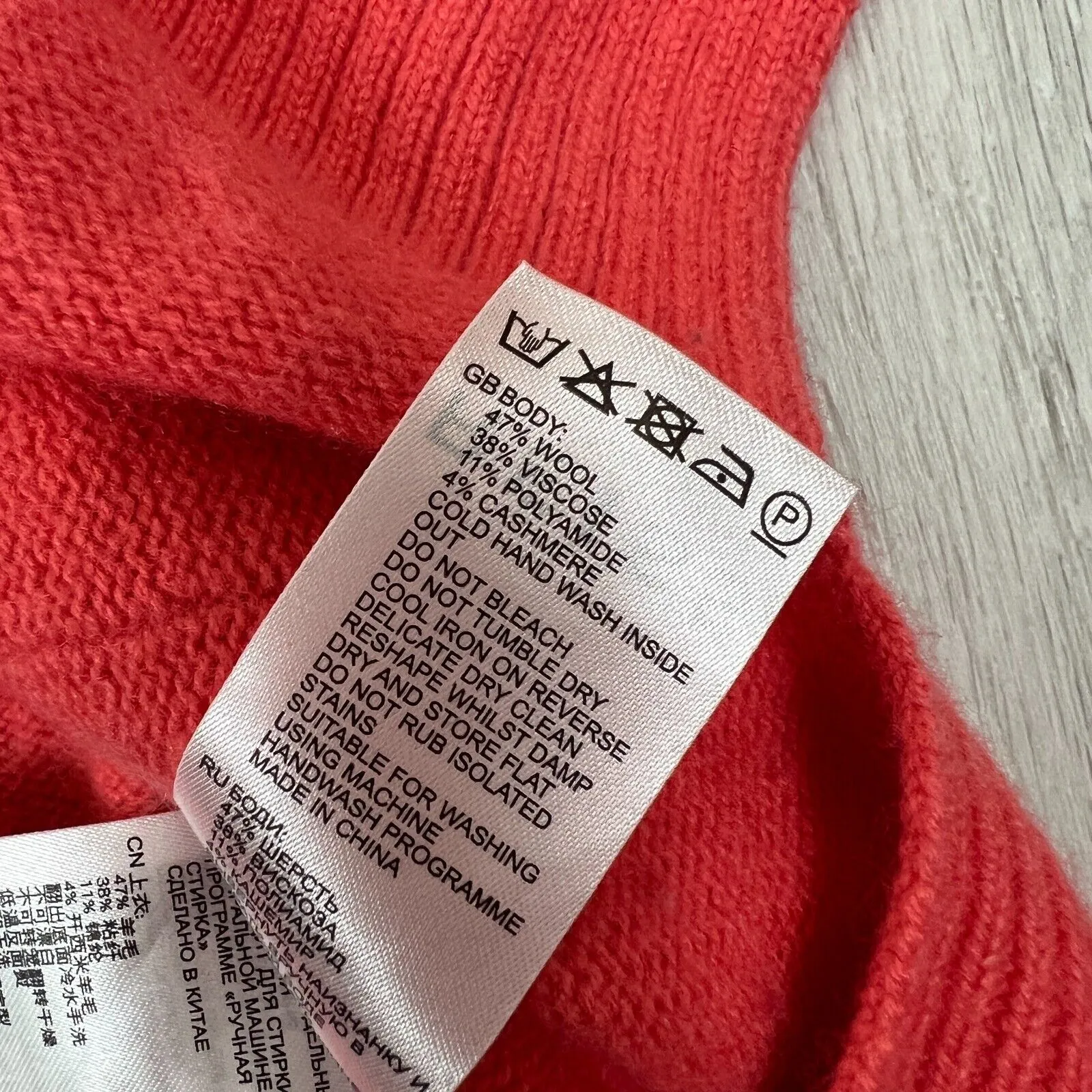 Reiss Womens Orange Knitted Wool & Cashmere Blend Sweater Jumper Size Small