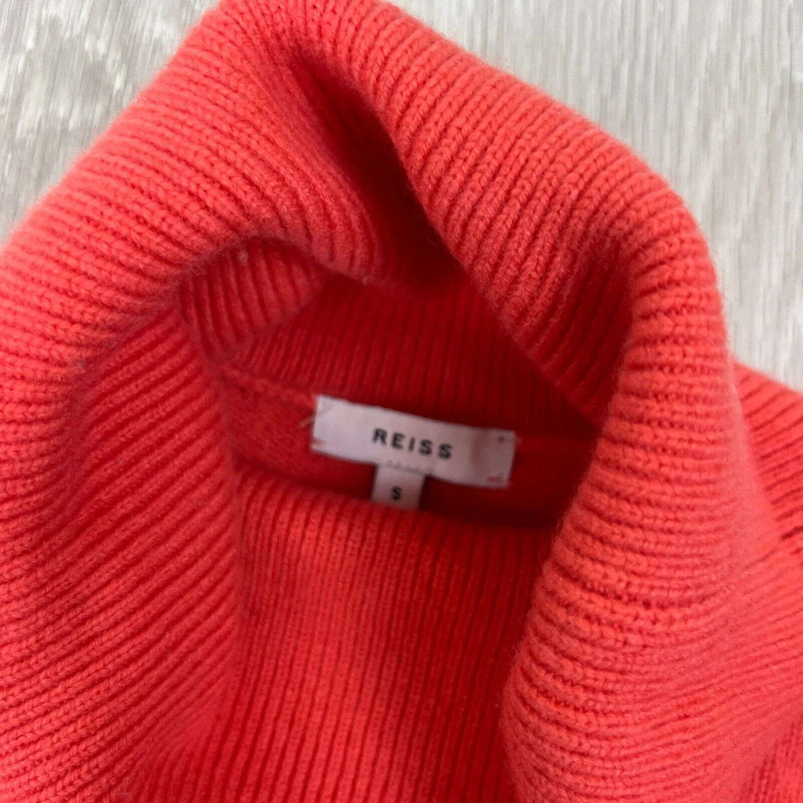 Reiss Womens Orange Knitted Wool & Cashmere Blend Sweater Jumper Size Small