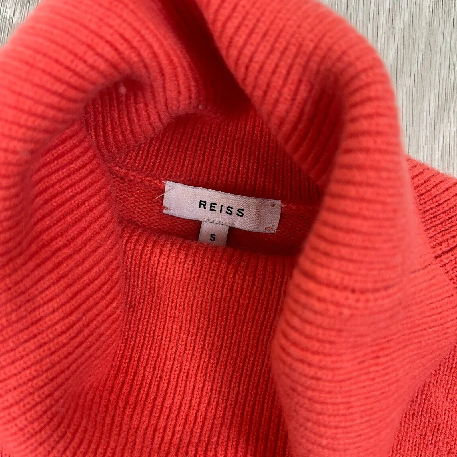 Reiss Womens Orange Knitted Wool & Cashmere Blend Sweater Jumper Size Small