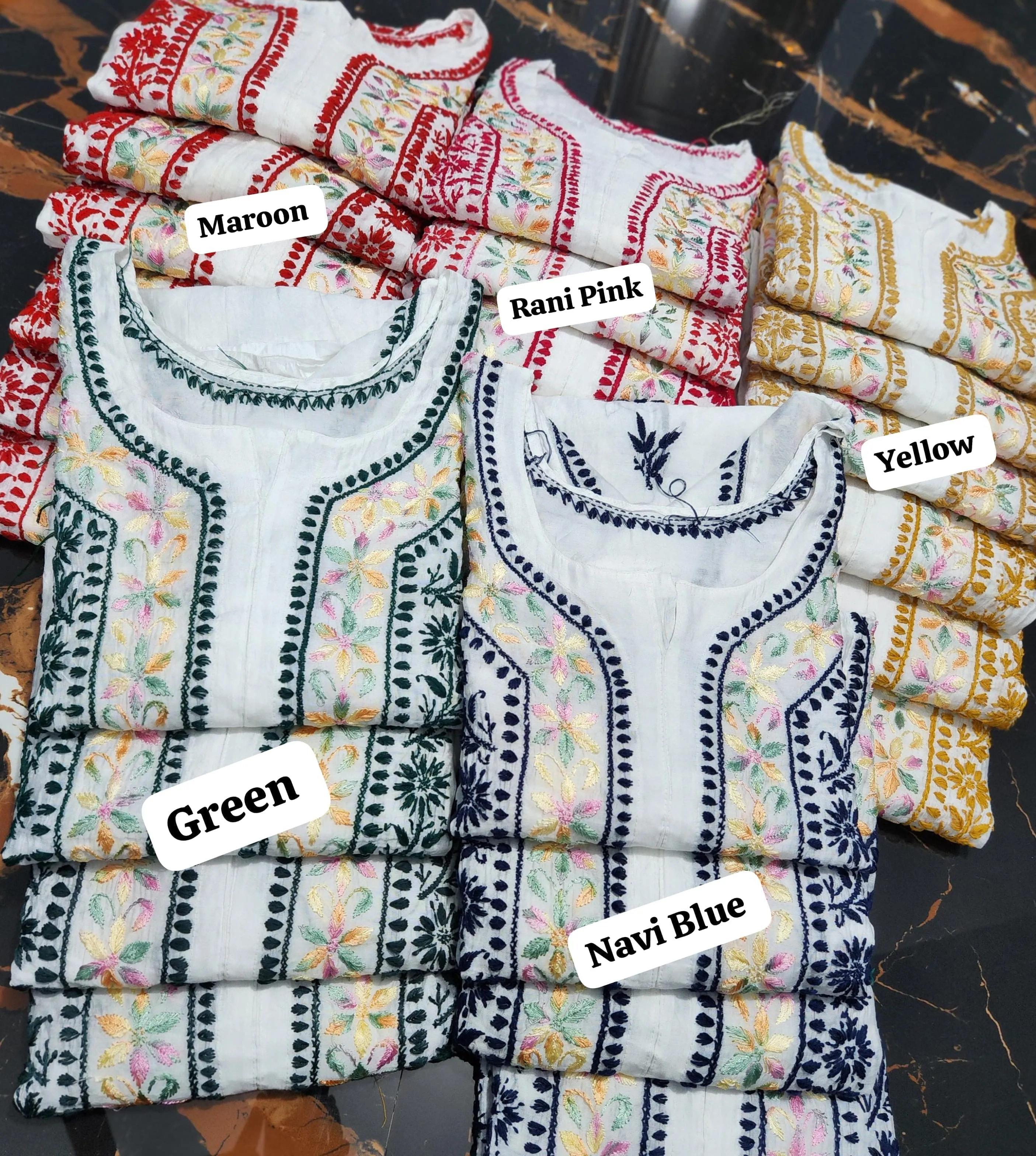 Resham Work Chikankari Chanderi Kurti