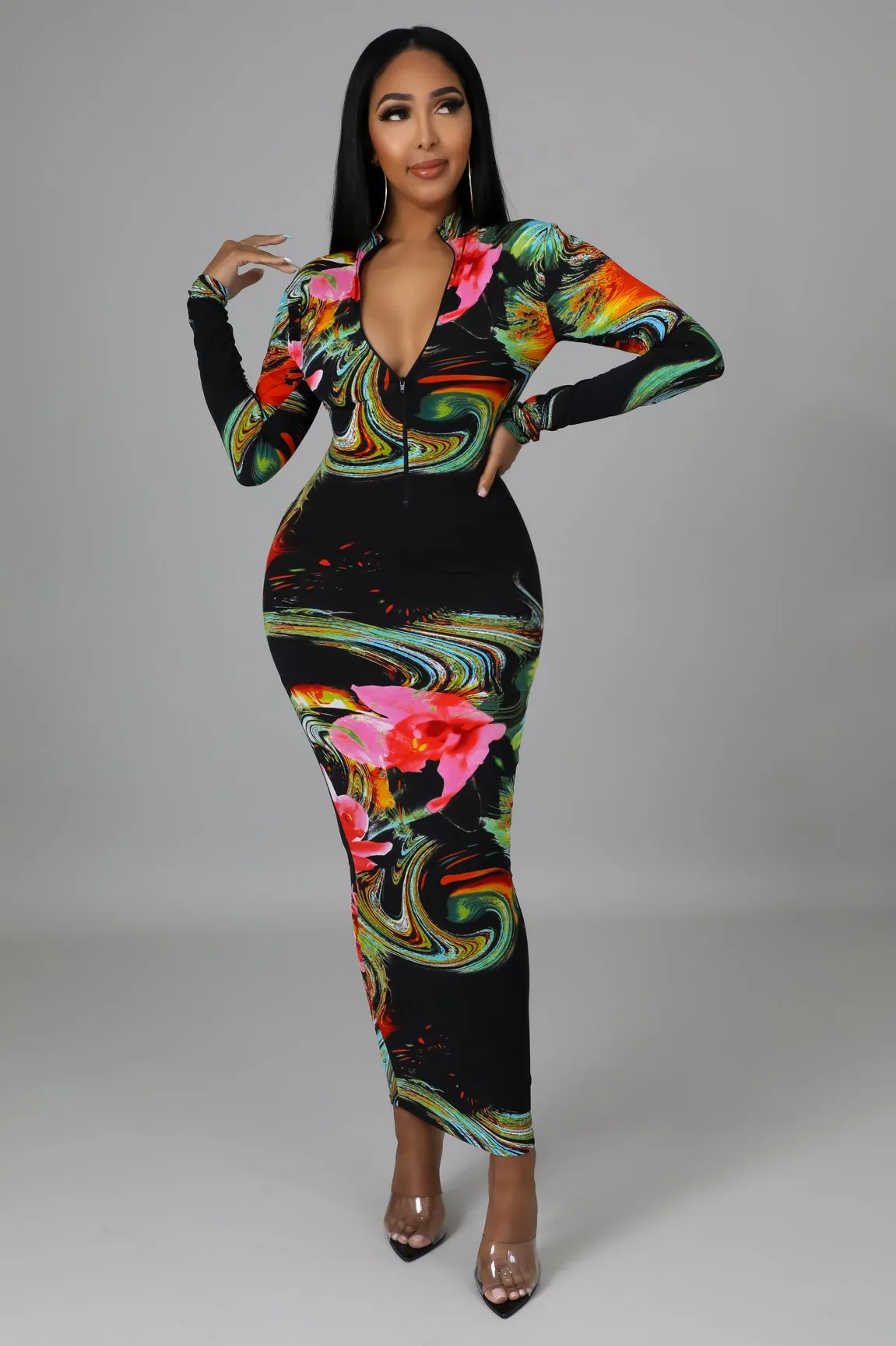 Rhea Multi Print Dress Plus