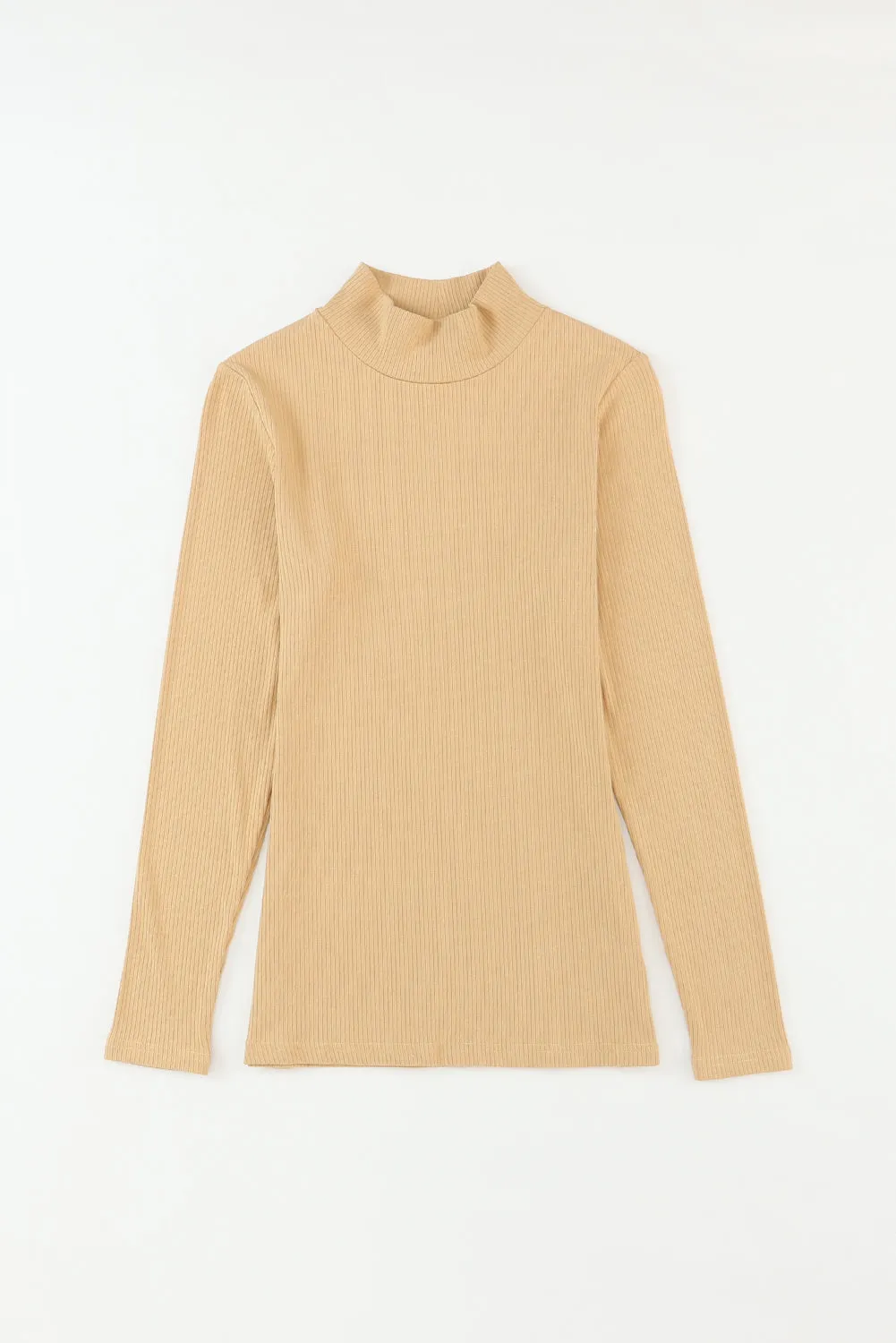 Ribbed Knit High Neck Top