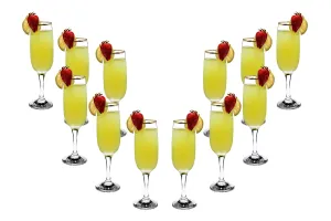 Romantic Flute Stemmed Glasses for Cocktails Gold Rim 8.25 oz Set of (12)