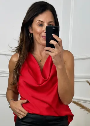 Rosaleen Red Cowl Neck Cami