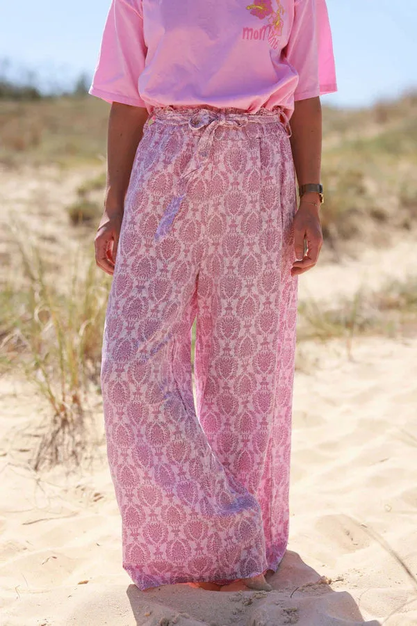 Rose Pink Batik Boho Pants