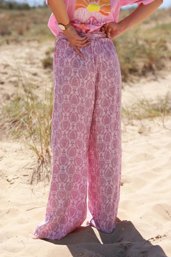 Rose Pink Batik Boho Pants