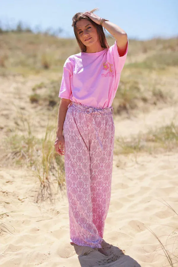 Rose Pink Batik Boho Pants