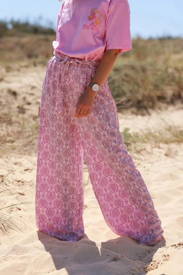 Rose Pink Batik Boho Pants