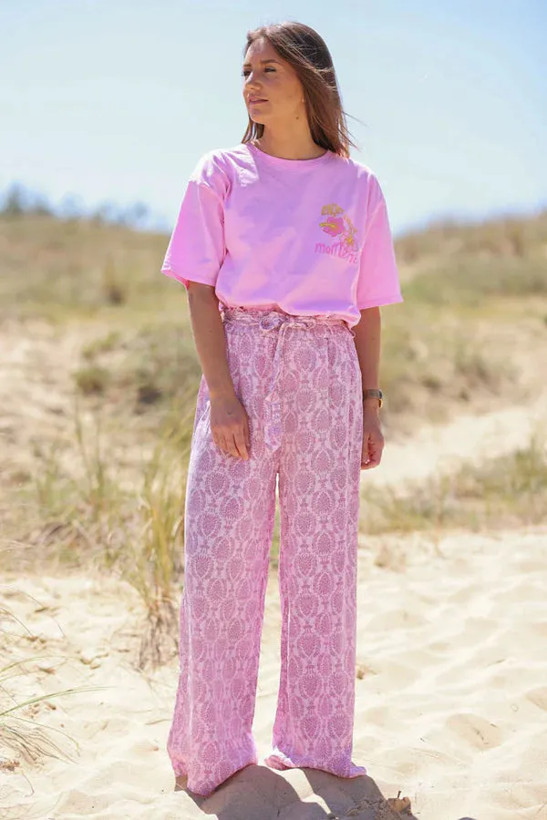 Rose Pink Batik Boho Pants