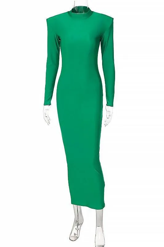 round neck slim long-sleeved dress