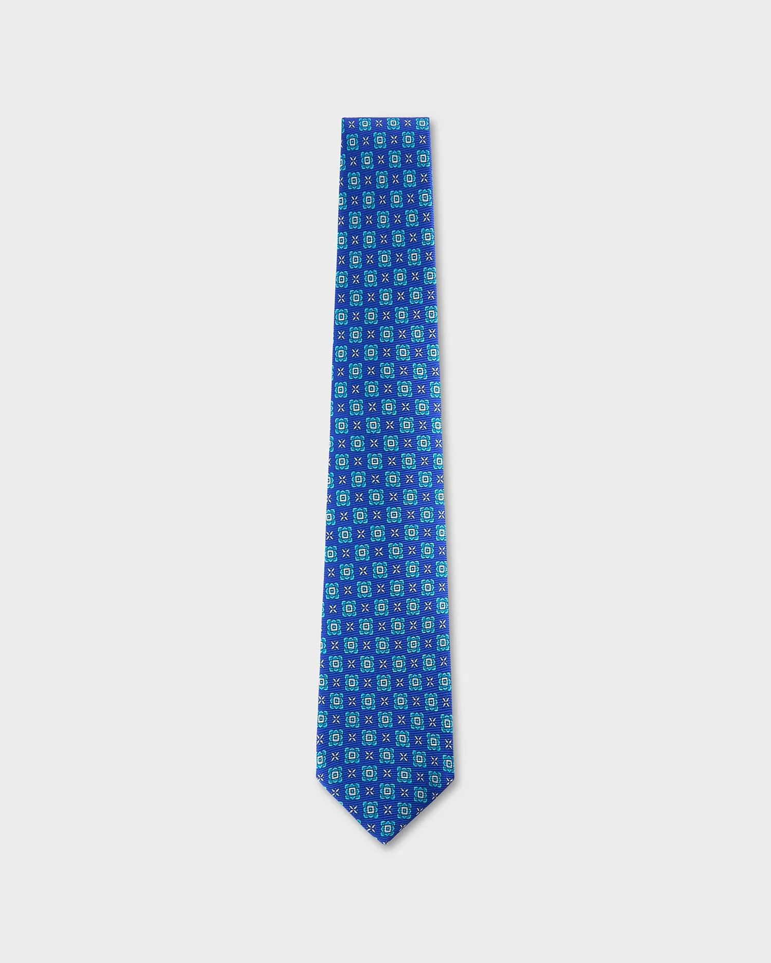 Royal Blue Turquoise And White Pattern Tie