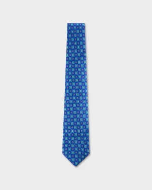 Royal Blue Turquoise And White Pattern Tie