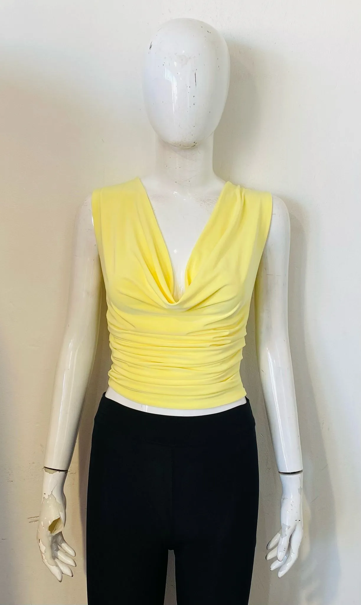 Ruched Cowl Neck Slinky Top