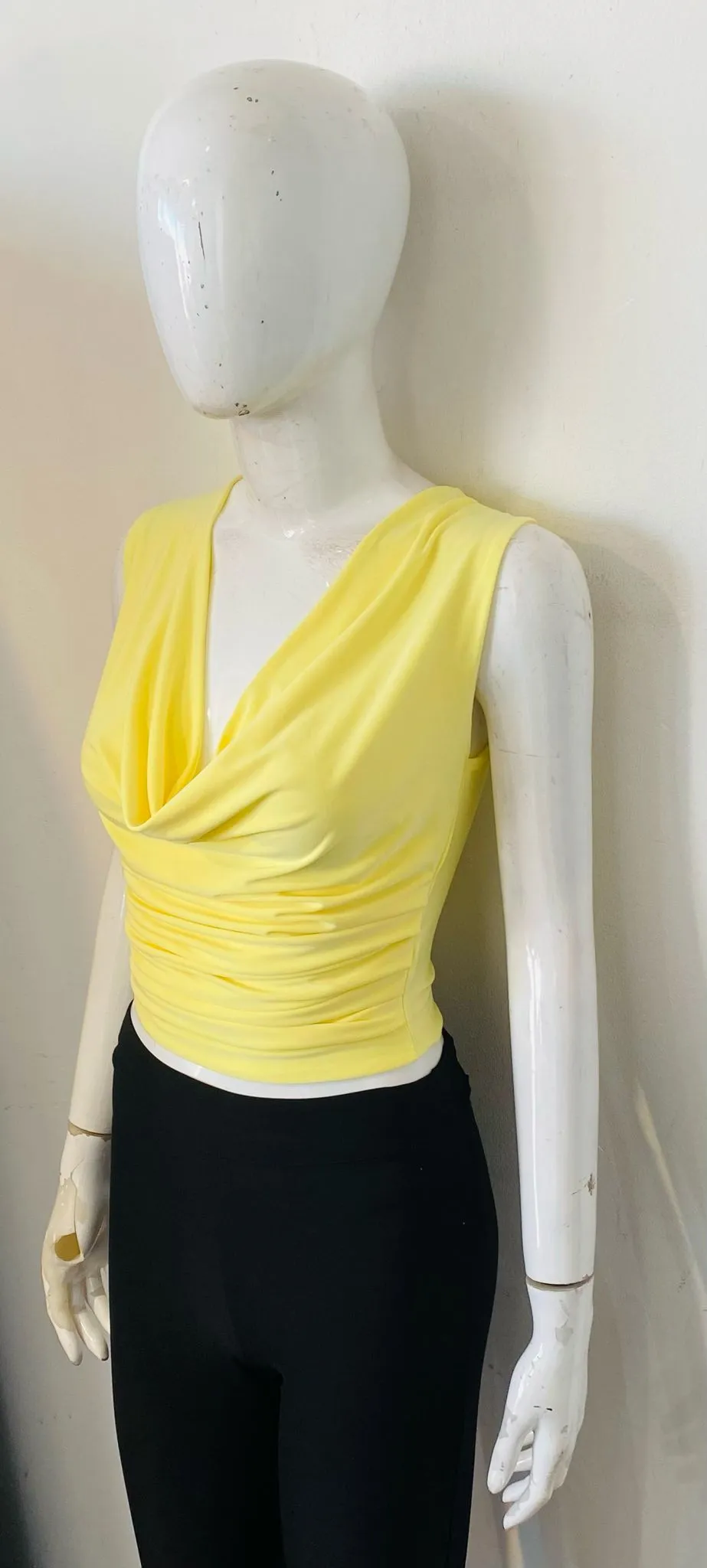 Ruched Cowl Neck Slinky Top