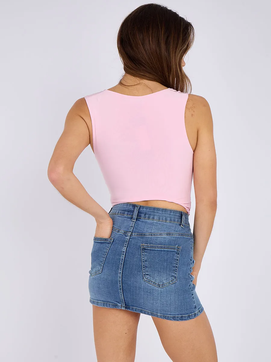 Ruched Cowl Neck Slinky Top