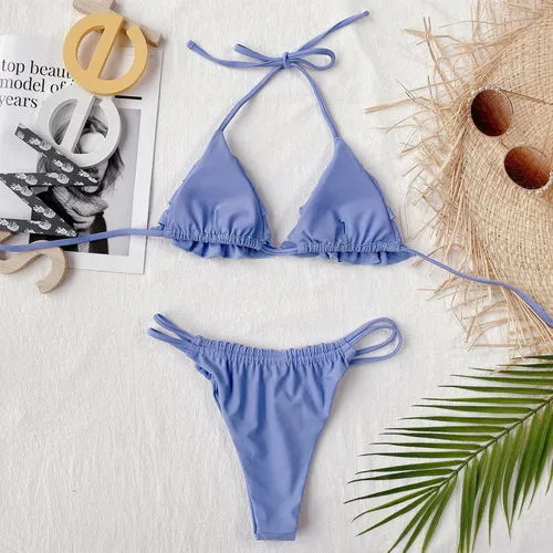 Ruffle String Ruch Bikini