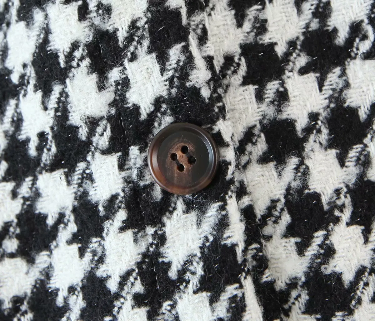 Ruffled Breasted Woolen Vintage Houndstooth Skirt Mini Dresses