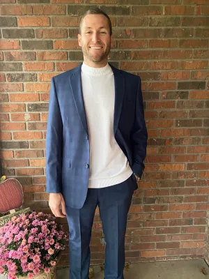 San Malone Dark Blue Plaid Slim Fit Suit