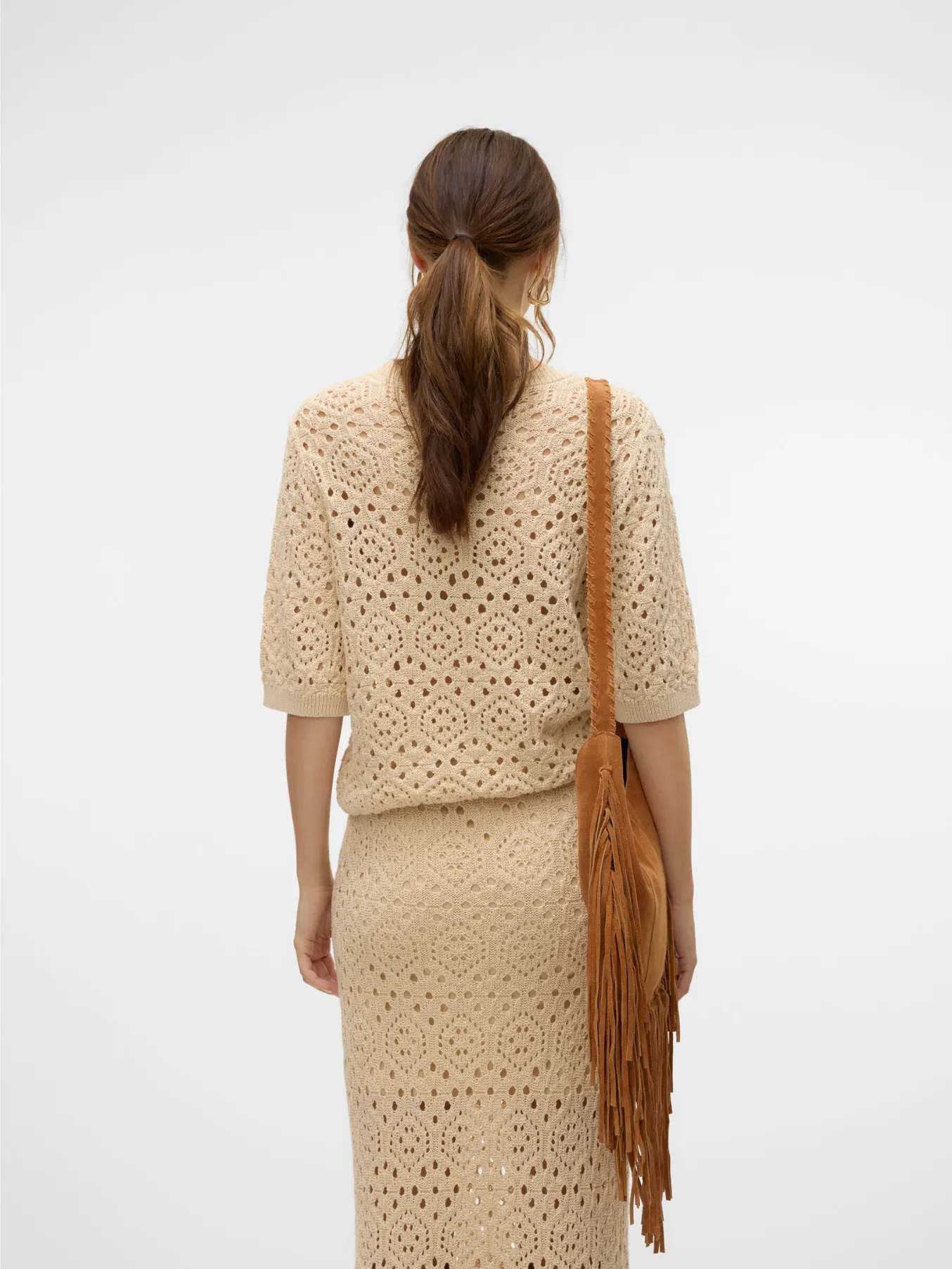 Sand Crochet Short Sleeve Jumper