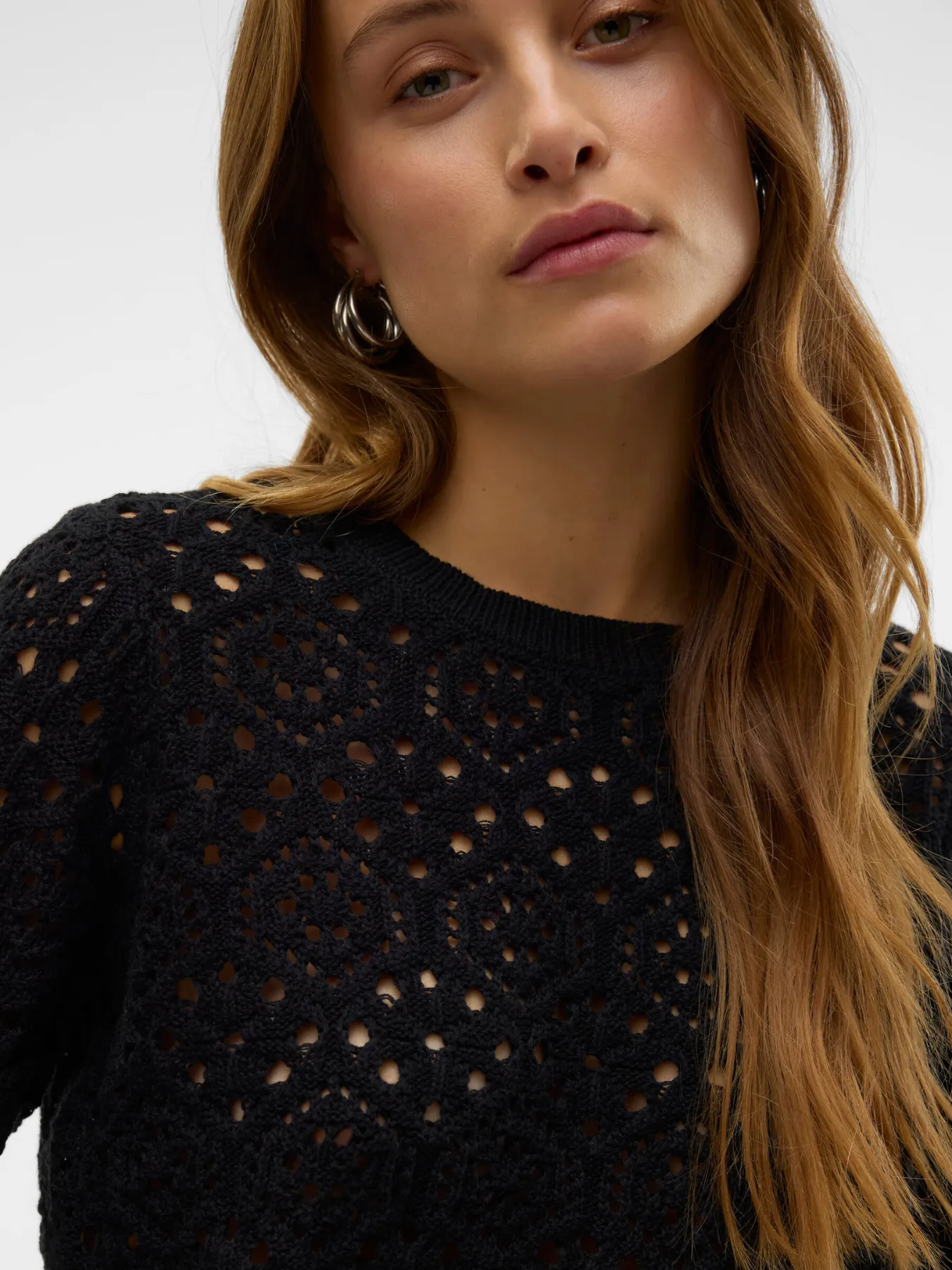 Sand Crochet Short Sleeve Jumper