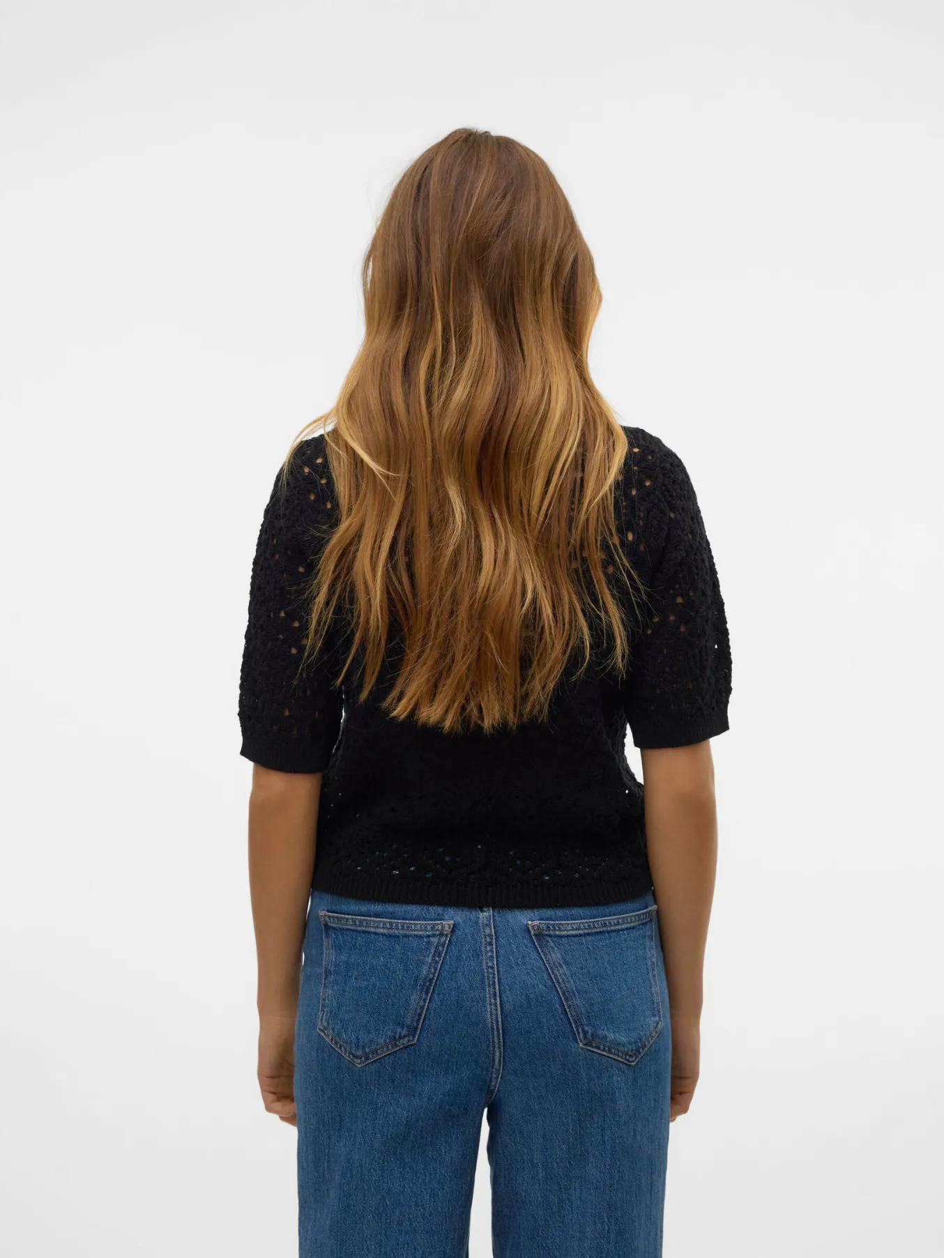Sand Crochet Short Sleeve Jumper