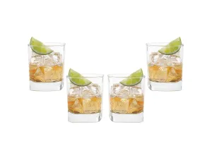 Schubert Rocks Stemless Whiskey Glasses 10.5 Oz, Modern Glassware Set of (4)