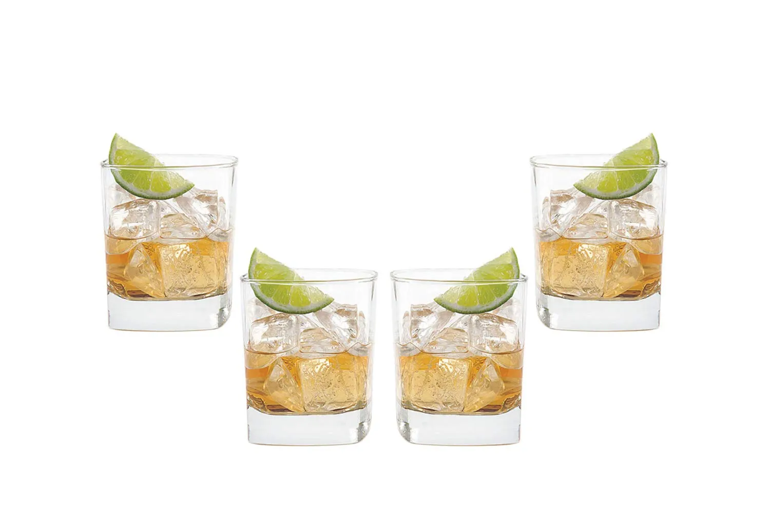 Schubert Rocks Stemless Whiskey Glasses 10.5 Oz, Modern Glassware Set of (4)