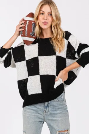 Seager Game Day Checkered Sweater - Black/White