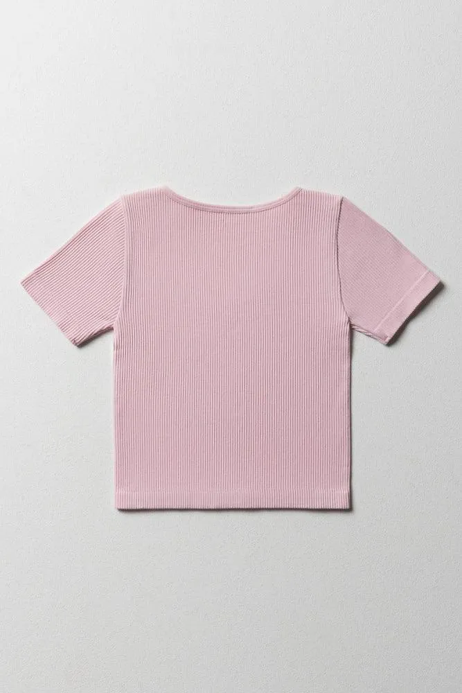 Seamless Short Sleeve T-Shirt Pink
