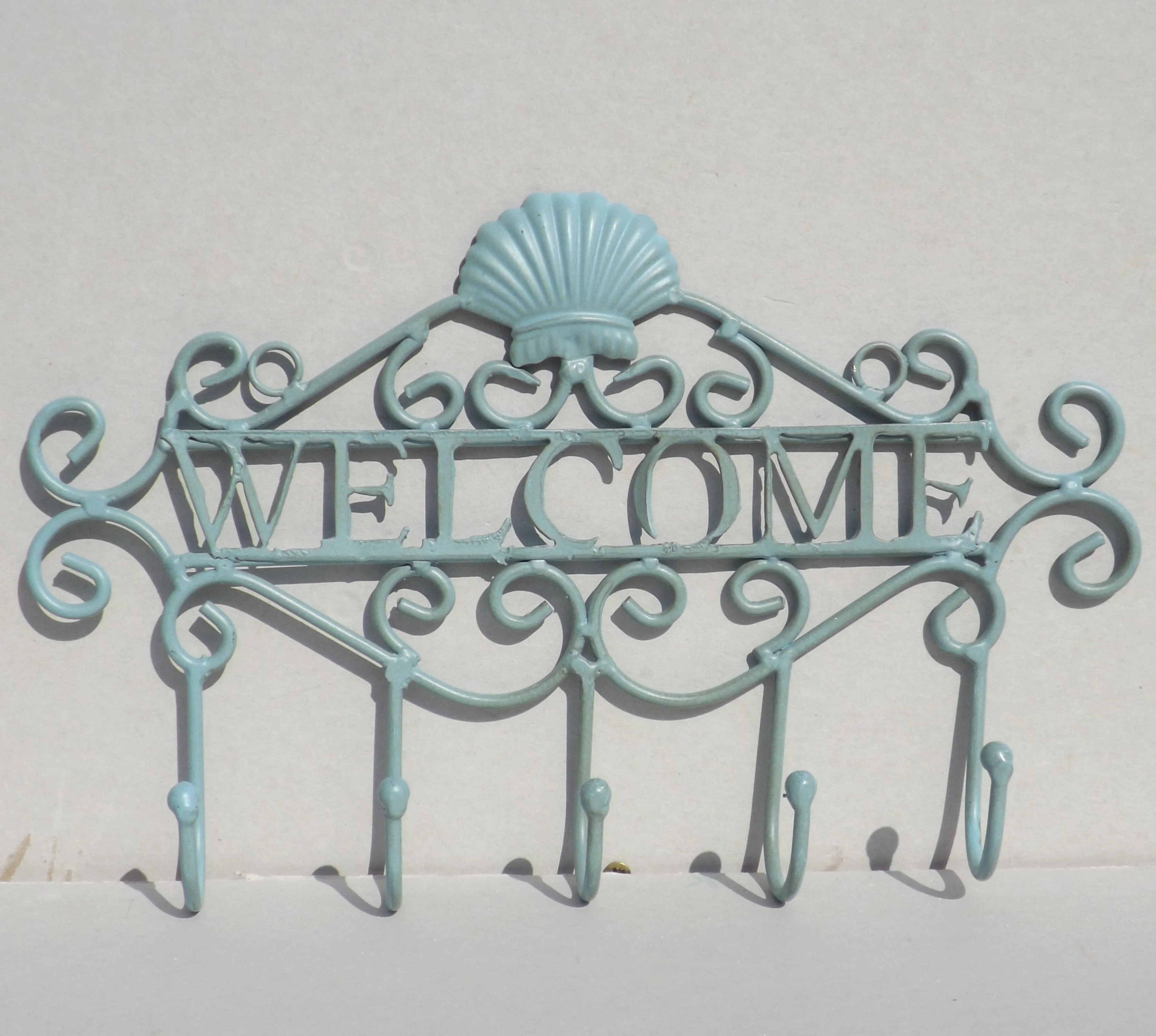 Seaside Blue WELCOME Coat Rack