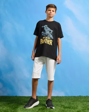 Senior Boys Black Black Panther Print  T-Shirt