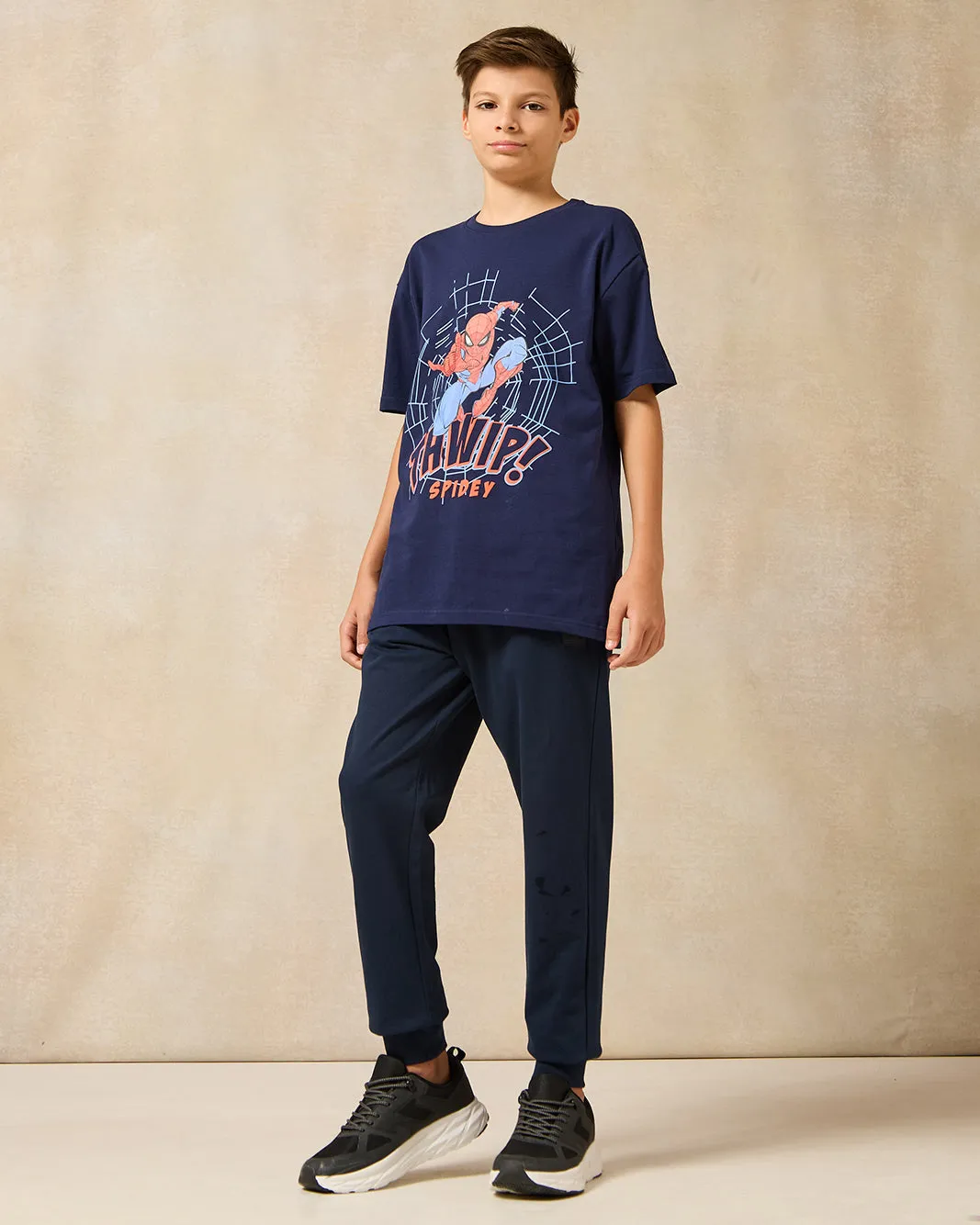 Senior Boys Navy Spiderman Printed T-Shirt