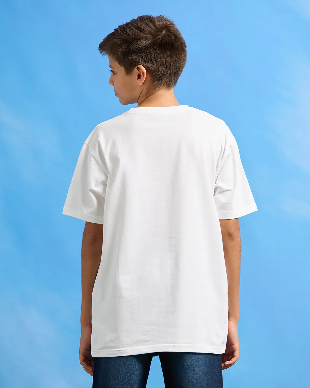 Senior Boys White Naruto Print T-Shirt