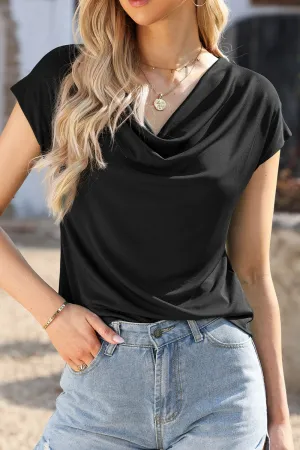 Sera Cowl Neck Short Sleeve T-Shirt