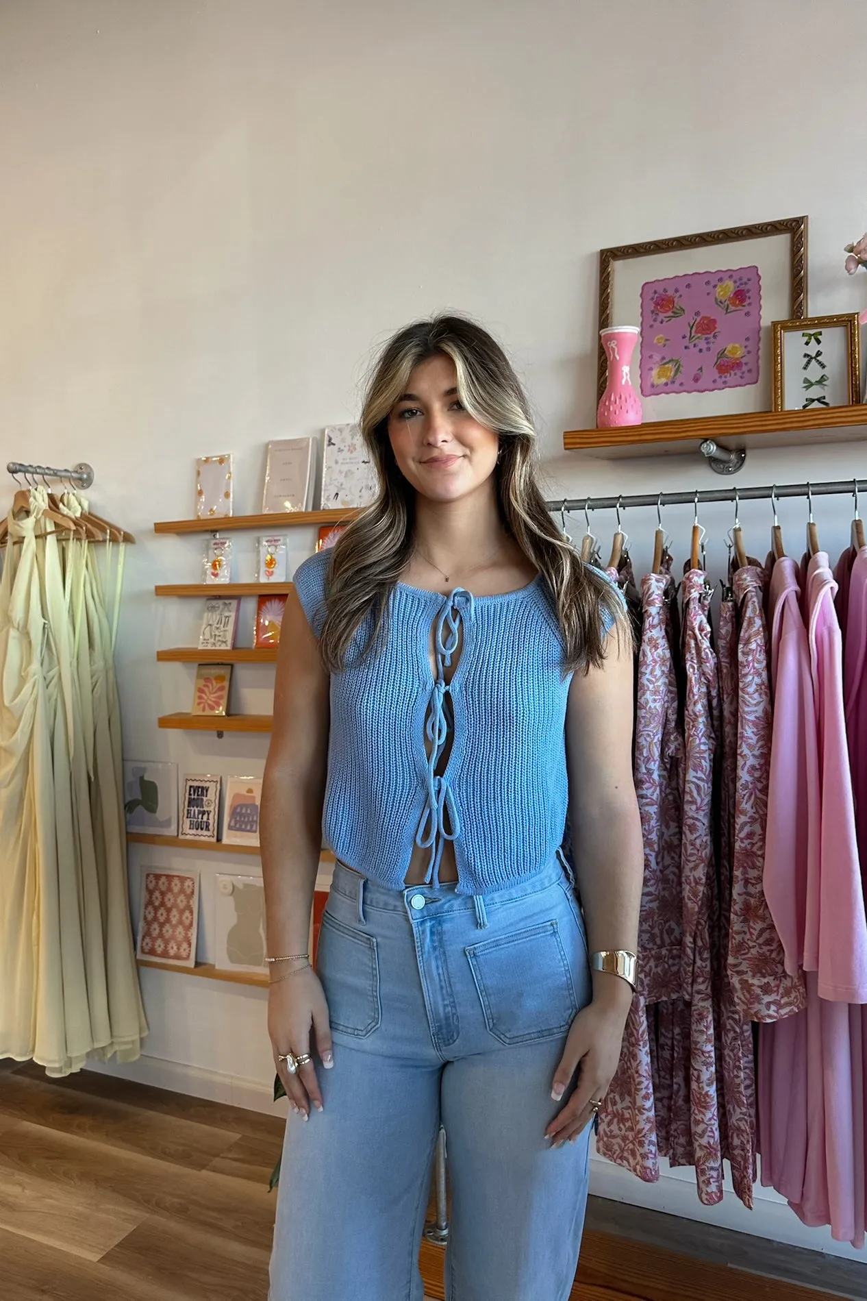 Serena Open Front Top in Blue